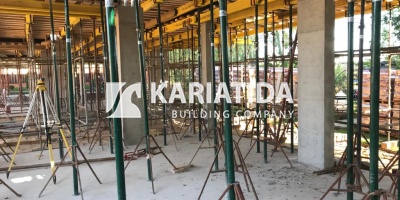 Монтаж армирующего каркаса плиты перекрытия первого этажа - Кариатида-СТРОЙ. Монтаж армирующего каркаса плиты перекрытия первого этажа - Кариатида-СТРОЙ.